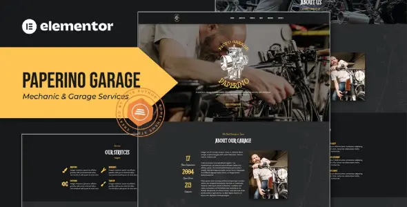 Paperino Garage – Mechanic Elementor Template Kit